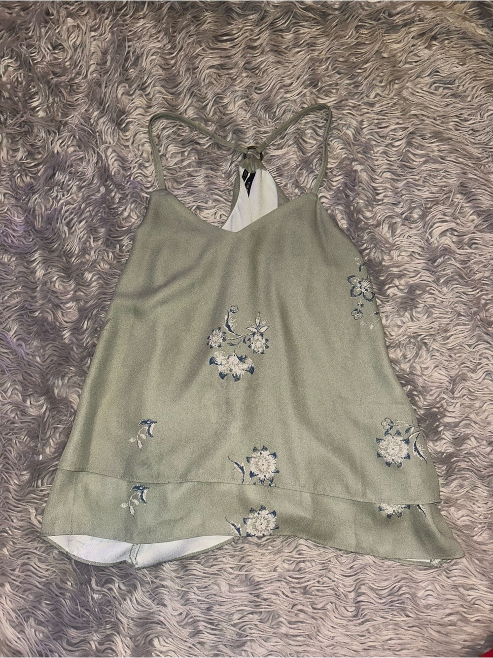 Maurices Sage Green Floral Spaghetti Strap Cami